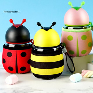 HMDC_300ml Cartoon Bee Ladybug Water Bottle Glass Children Portable Drink Kettle