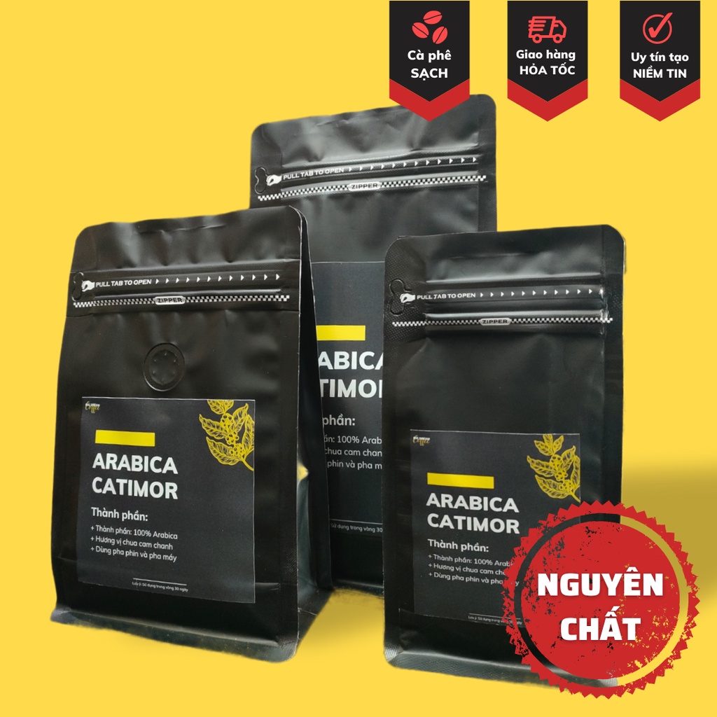 Cà phê rang xay ARABICA CATIMOR 250g cafe nguyên chất hương vị chua thanh