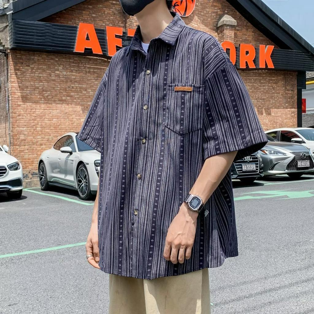 Áo Sơ Mi Nam Tay Ngắn Kẻ Sọc Thời Trang Hàn Quốc