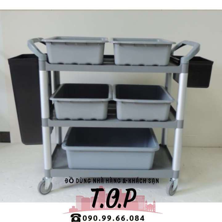 Xe Đẩy Nhựa 3 Tầng, Xe Dọn Thức Ăn 3 Tầng
