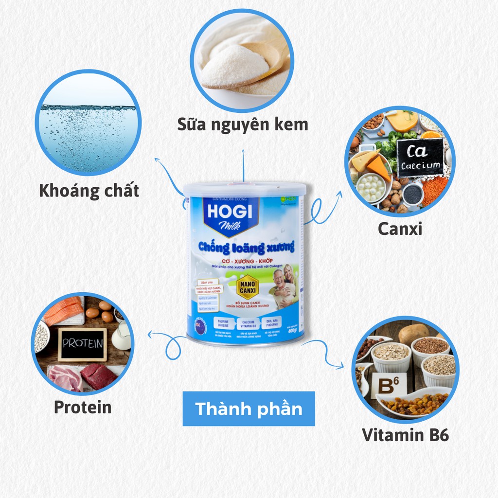 Sữa chống loãng xương Hogi milk 400g giúp xương chắc, tăng cường Canxi khỏe khớp
