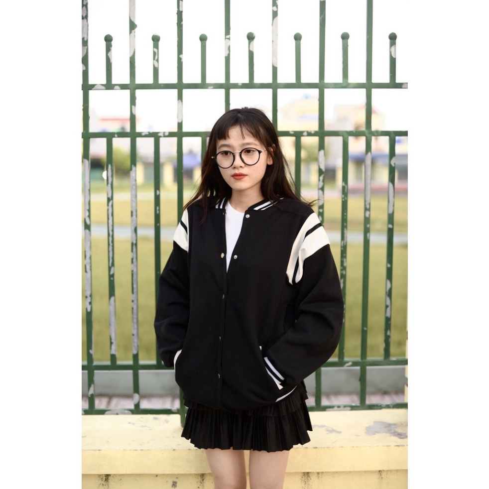 Áo Bomber💙FREESHIP💙 Áo Khoác Tay Viền Da Trắng  Phối Đồ Đẹp Hot 2021