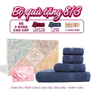 Bộ 4 khăn tắm quà tặng cao cấp kèm hộp và thiệp - Cam kết khăn dày mềm thấm nước