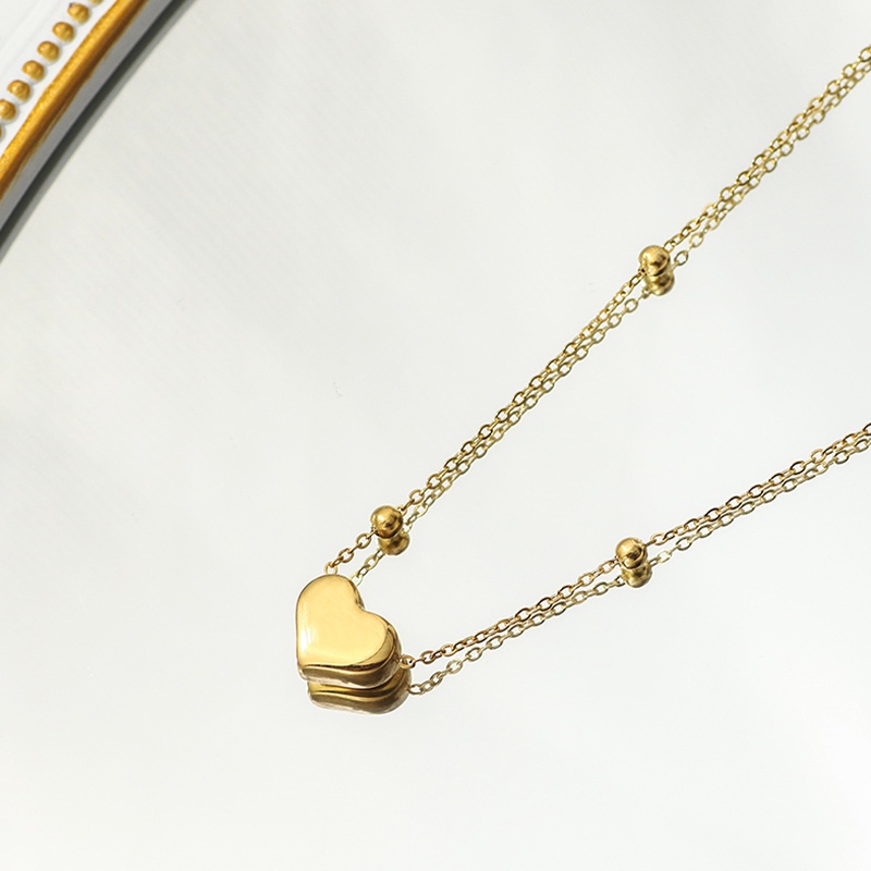 Dây chuyền MAYEBE LAVEND bằng thép titan mạ vàng 18K mặt hình trái tim sang trọng dành cho nữ
