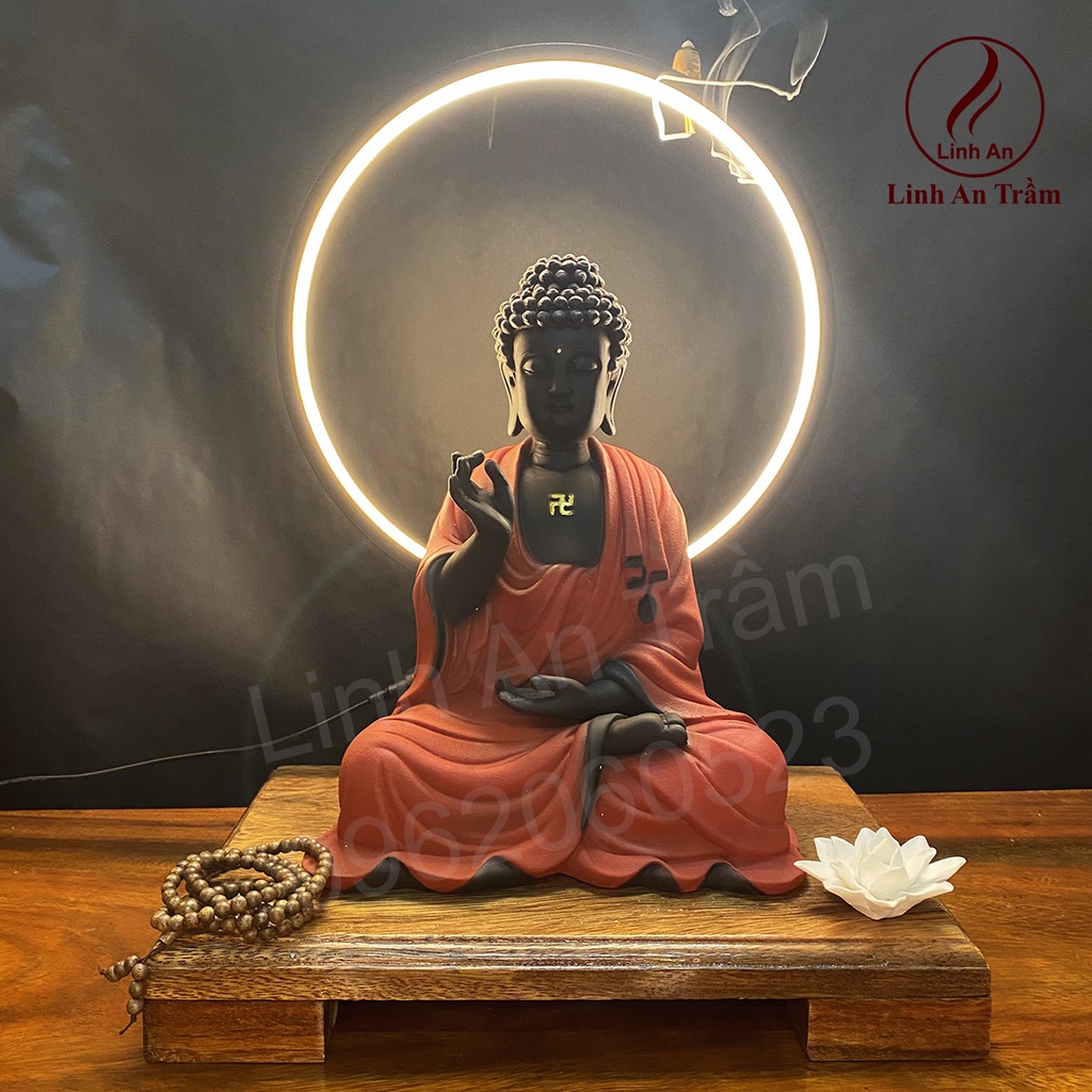 Thác Khói Trầm Hương Cao Cấp Thác Phật Tổ đèn Led - Đủ phụ kiện kèm 10 nụ trầm Việt