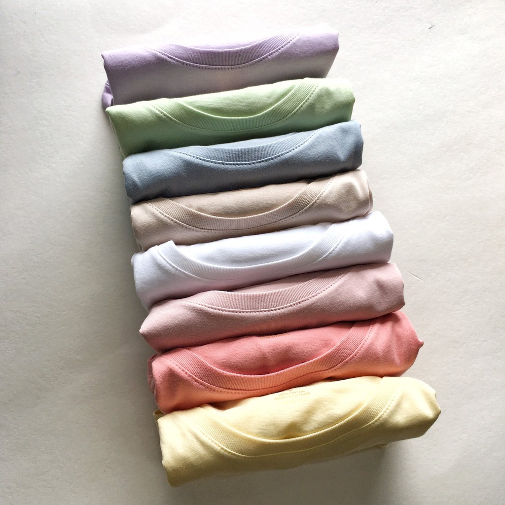 Áo thun nữ 100% cotton iLEFT form basic,màu Pastel cho nữ.