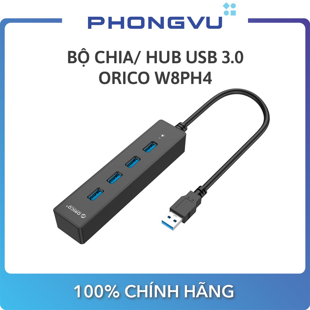 Bộ chia/ Hub USB 3.0 Orico W8PH4 (Đen) - Bảo hành 12 tháng