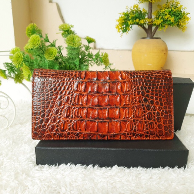 VÍ 2 GẤP HANDMADE - DA CÁ SẤU