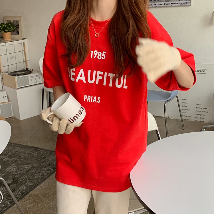 Áo tết, áo đỏ mặc tết, áo thun nữ cotton 100% NEONVN - in chữ siêu xinh,họa tiết in chữ