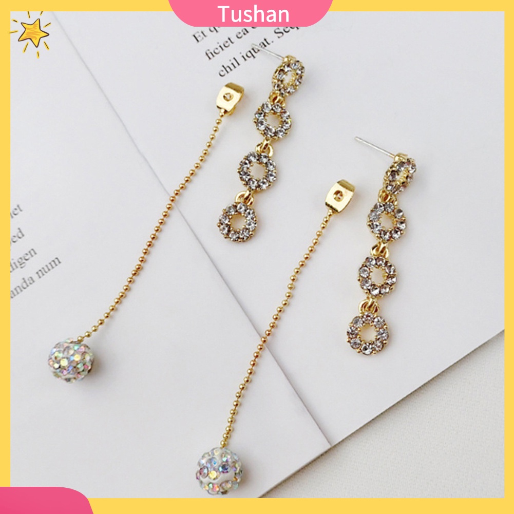 Khuyên tai dài đính đá giả thời trang xinh xắn cho nữ