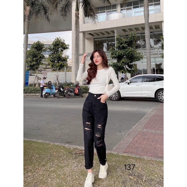 🔥Baggy Jeans Lưng Cao Rách Nhiều | BigBuy360 - bigbuy360.vn