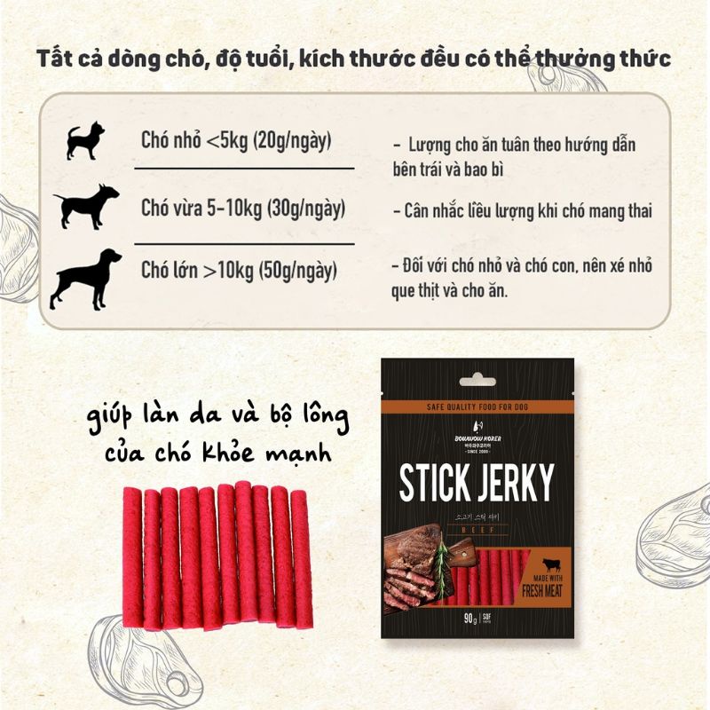 BOWWOW Beef Stick Jerky 90g ( Thịt bò que )