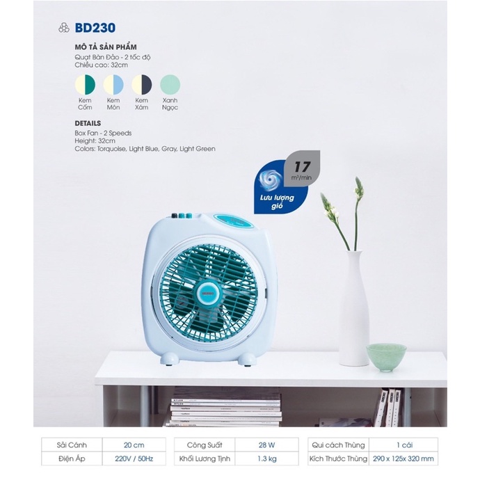 QUẠT BÀN ĐẢO 2 TẤC SENKO - BD230