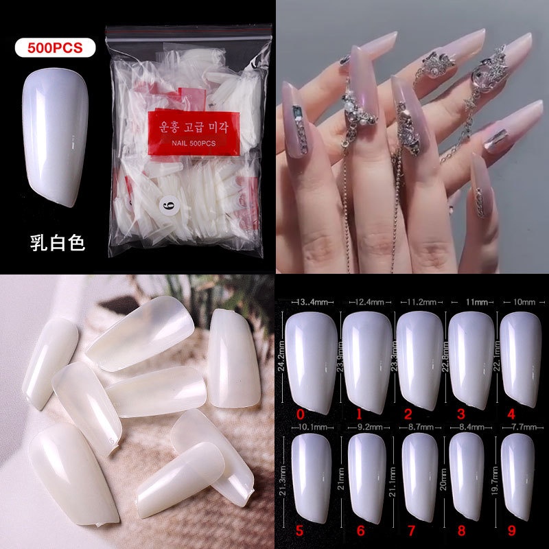 Móng xéo lam nail  móng tay liền mạch dán đầy đủ màu trắng sữa trong suốt miếng dán móng tay mở rộng