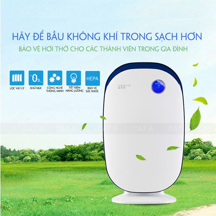 [Chính hãng] Máy lọc không khí PURERAINS cao cấp 4 lớp cho không gian rộng - Chính hãng, sang trọng, lọc hiệu quả