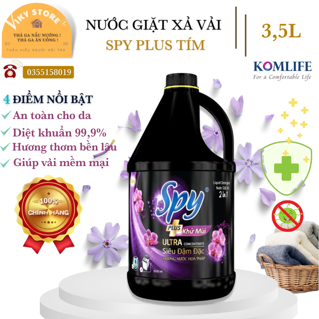 Nước giặt xả SPY PLUS tím [ dung tích 3500ml ]