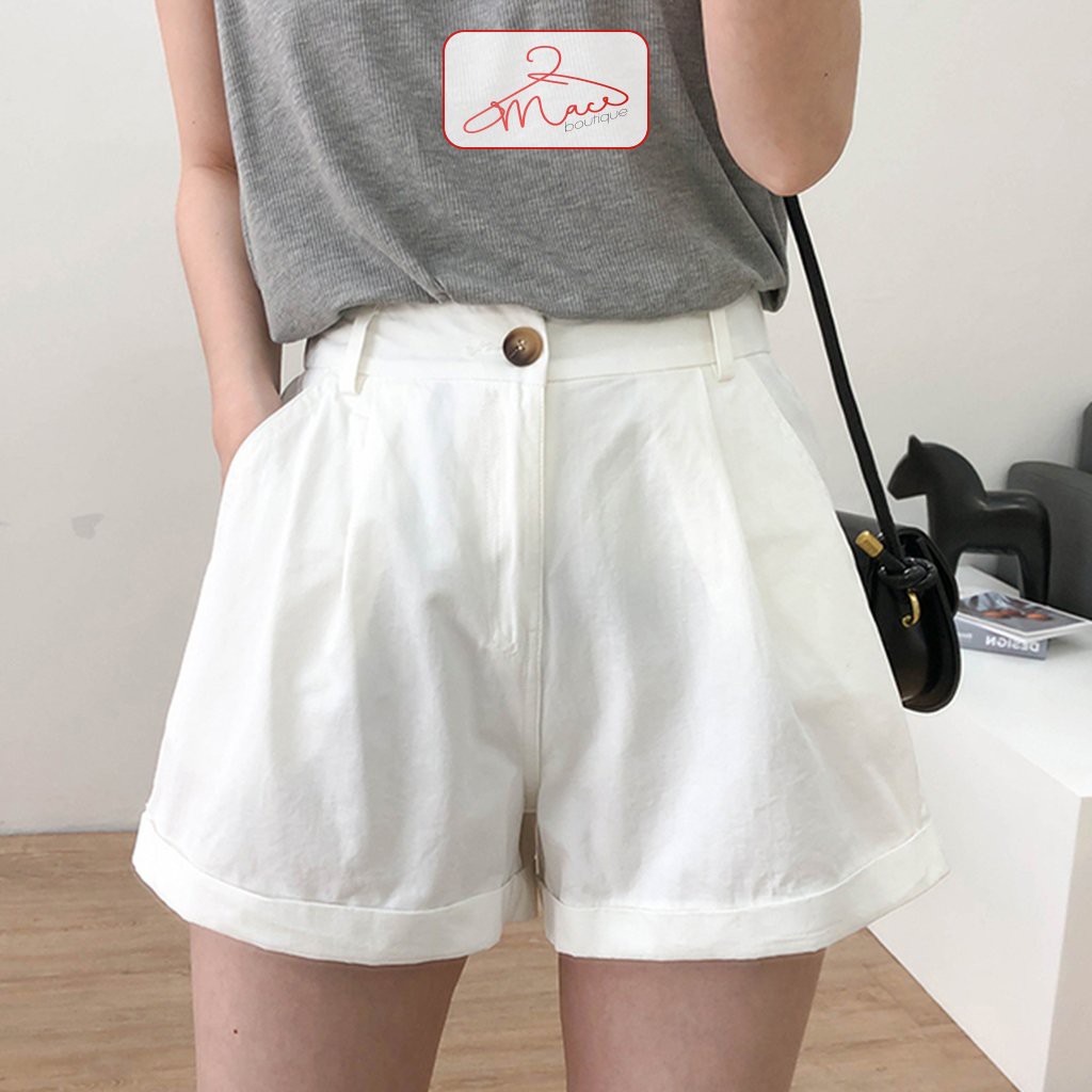 Quần short nư ống rộng khoá chất kaki tuyết dãn cao cấp nữ shot cộc lụa - MAC boutique | BigBuy360 - bigbuy360.vn