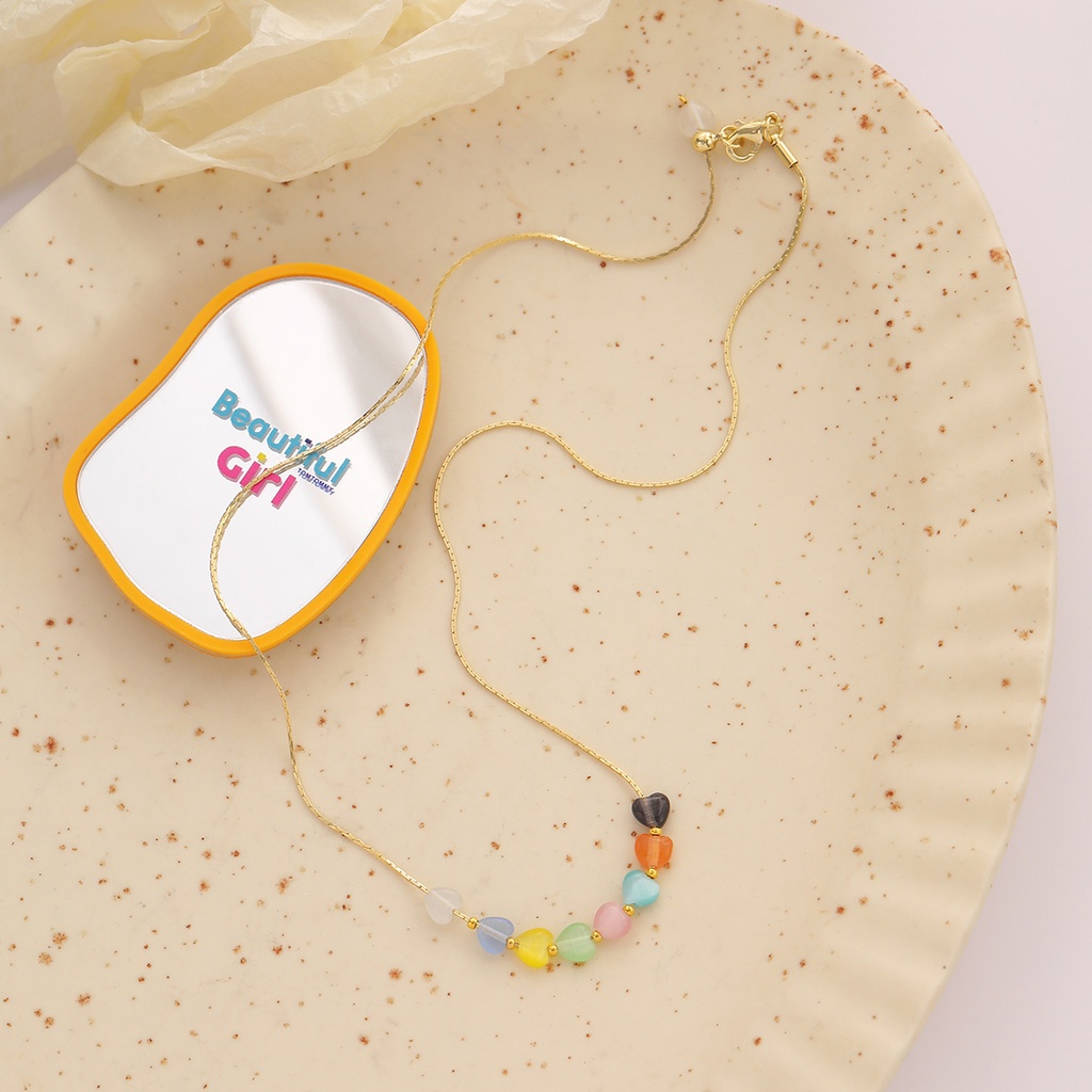 Vòng cổ Chuỗi Hạt Hình Trái Tim Nhiều Màu Thời Trang