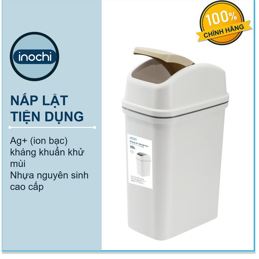 Thùng Rác Nhựa Nắp Lật Inochi 10 Lít Rất Đẹp Làm Sọt Rác Văn Phòng, Khách Sạn, Đựng Rác Gia Đình, Để Bàn Trong Nhà