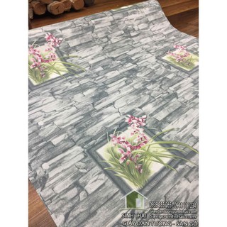 Giấy dán tường giả đá màu xám, [ 50cm x khổ 1,2m ] có sẵn keo