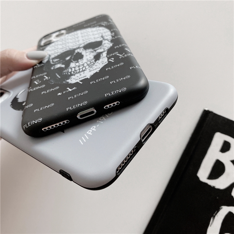 Ốp điện thoại in hình đầu lâu phối màu trắng đen cho iPhone 6 6S 6Plus 6SPlus 7Plus 8Plus X XS XR XS Max 11Pro 11ProMax