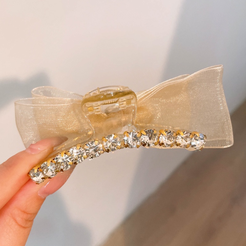 Kẹp Tóc Phối Lưới Thắt Nơ Phong Cách Retro Hàn Quốc