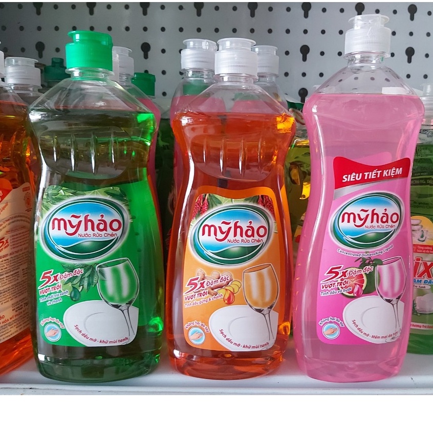 Nước rửa chén Mỹ Hảo -5X 750g Tinh dầu Gừng Chanh Bưởi -Đậm Đặc Vượt Trội