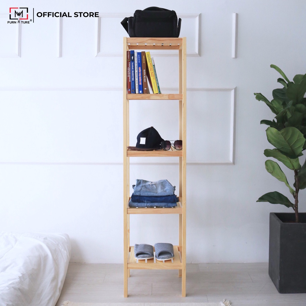 Kệ gỗ trang trí đa năng 5 tầng màu gỗ thương hiệu MW FURNITURE - Nội thất trang trí