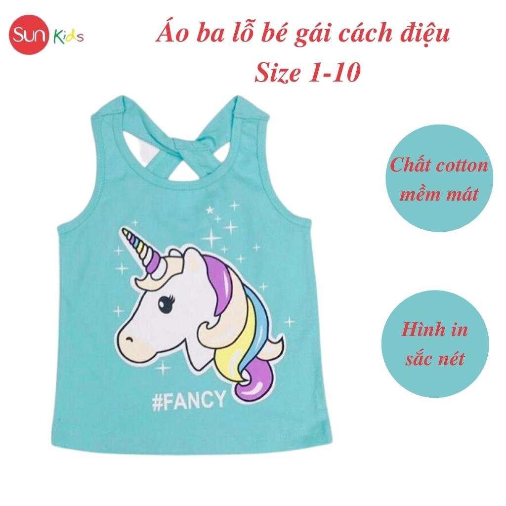 Áo thun bé gái, áo phông bé gái dáng ba lỗ, chất cotton, nhiều màu, size 1-10 - SUNKIDS1