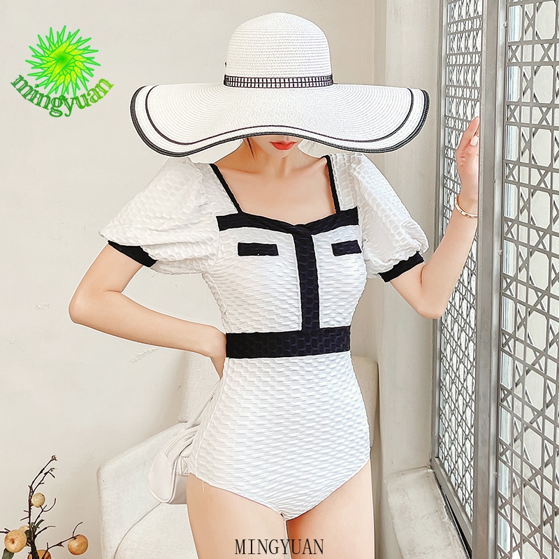 Bộ Đồ Bơi Một Mảnh Tay Ngắn Màu Trắng Đen Quyến Rũ Cho Nữ | BigBuy360 - bigbuy360.vn