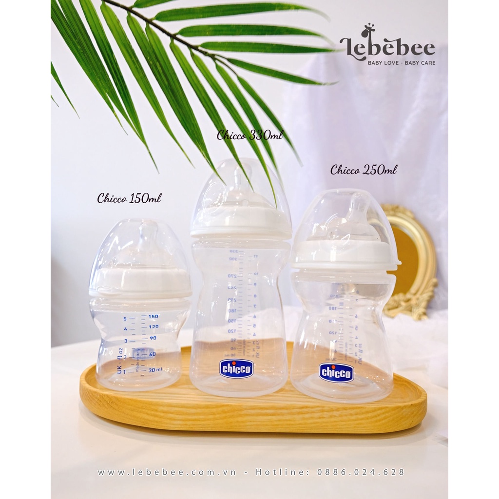 Bình sữa núm nghiêng Pisa Chicco Natural Feeling 0M/ 2M/ 6M + (150ML/ 250ML/ 330ML)