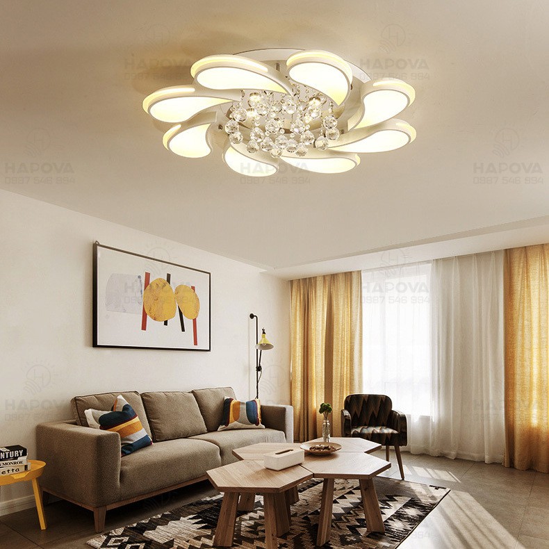 Đèn ốp trần, đèn trần phòng khách bằng pha lê HAPOVA GENER 0905