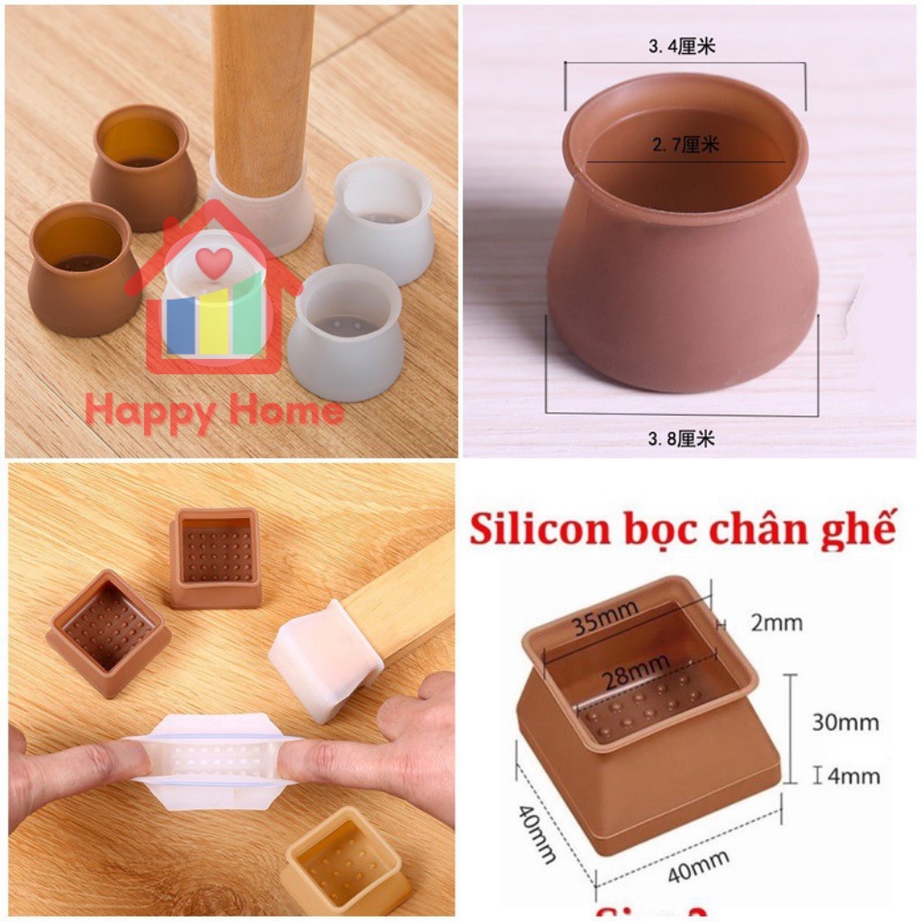 Vỏ bọc chân bàn, chân ghế chống xước sàn nhà bằng silicon Happy Home