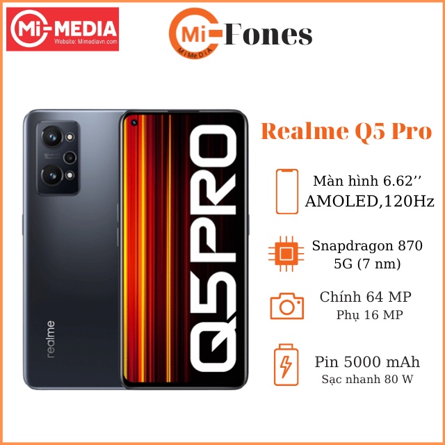 Điện thoại Realme Q5 Pro màn hình AMOLED 120Hz, chip Snapdragon 870