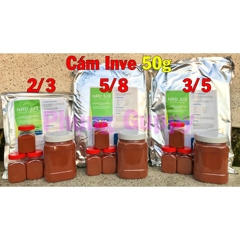 Cám Thái Inve 2/3, 3/5, 5/8 Thức Ăn Cho Cá 7 Màu, Betta (Hủ 50g)