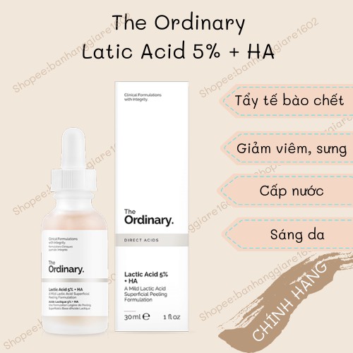 Tinh chất tẩy da chết cho da nhạy cảm The Ordinary Lactic Acid 5% + HA 2% Serum 30ml.