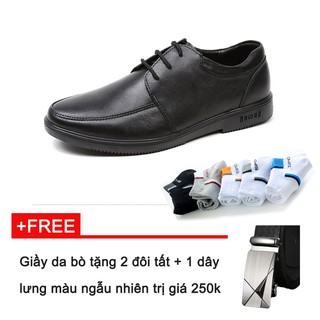 Giầy da bò tặng 2 đôi tất, 1 dây lưng