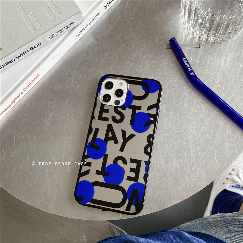 Ốp Điện Thoại Họa Tiết Chấm Bi Xanh Dương / Đen Cổ Điển Cho iPhone7plus / 6plus 8p / Apple XR / XSMAX 11pro 22W