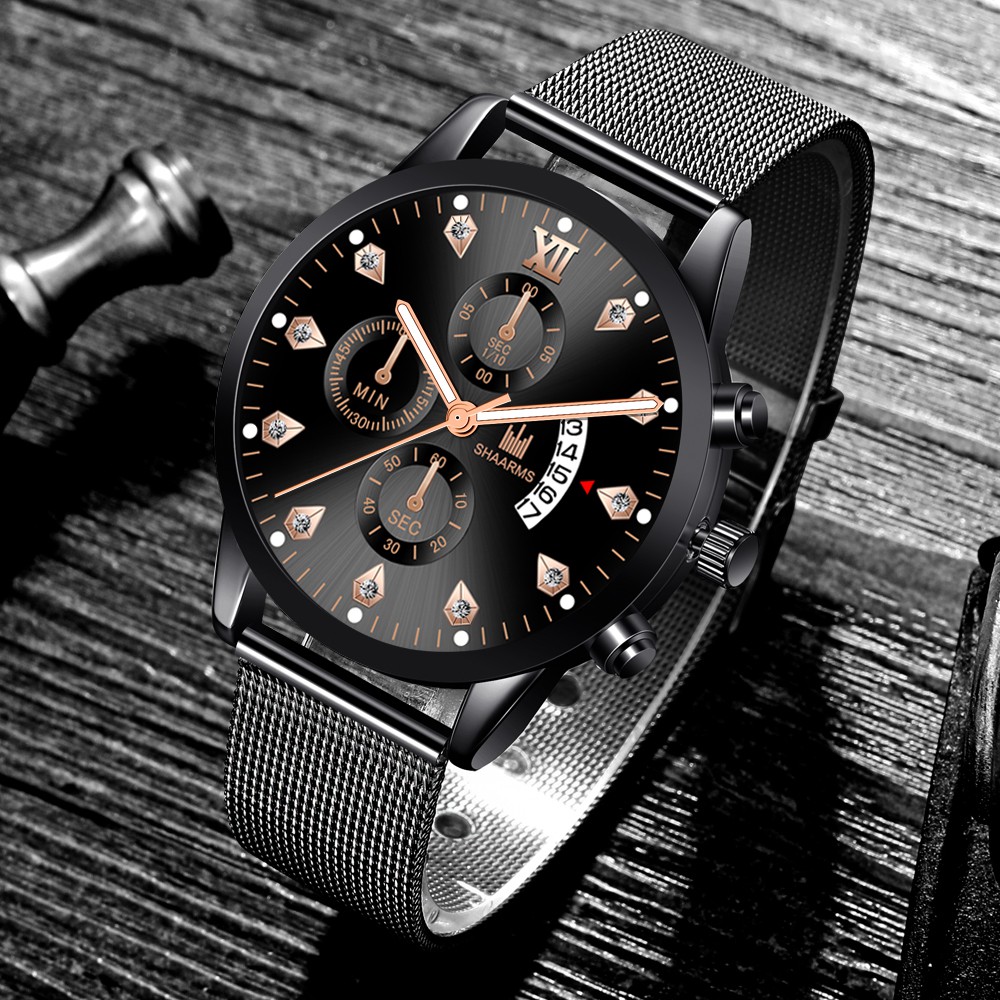 Đồng hồ nam chính hãng SHAARMS dây thép cao cấp Nhật Bản kim loại phát sáng | BigBuy360 - bigbuy360.vn