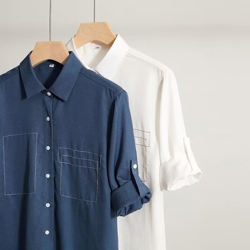Áo Sơ Mi Mỏng Tay Ngắn Dáng Rộng Thời Trang Cho Nam Giới Có 4 Màu Size M-2XL