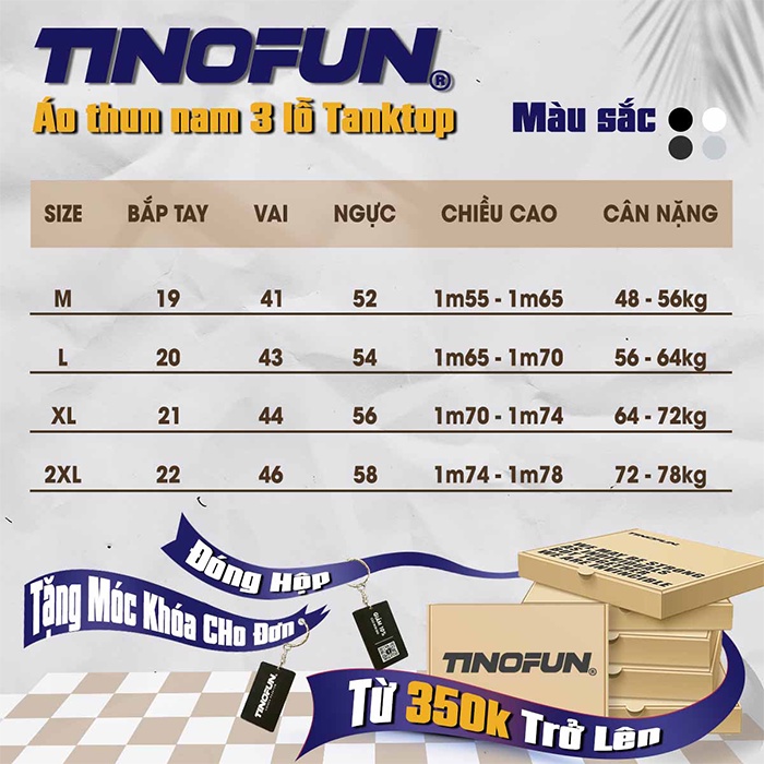 Áo ba lỗ nam TINOFUN chất vải thun co dãn KCR Tanktop mùa hè 8 màu cao cấp