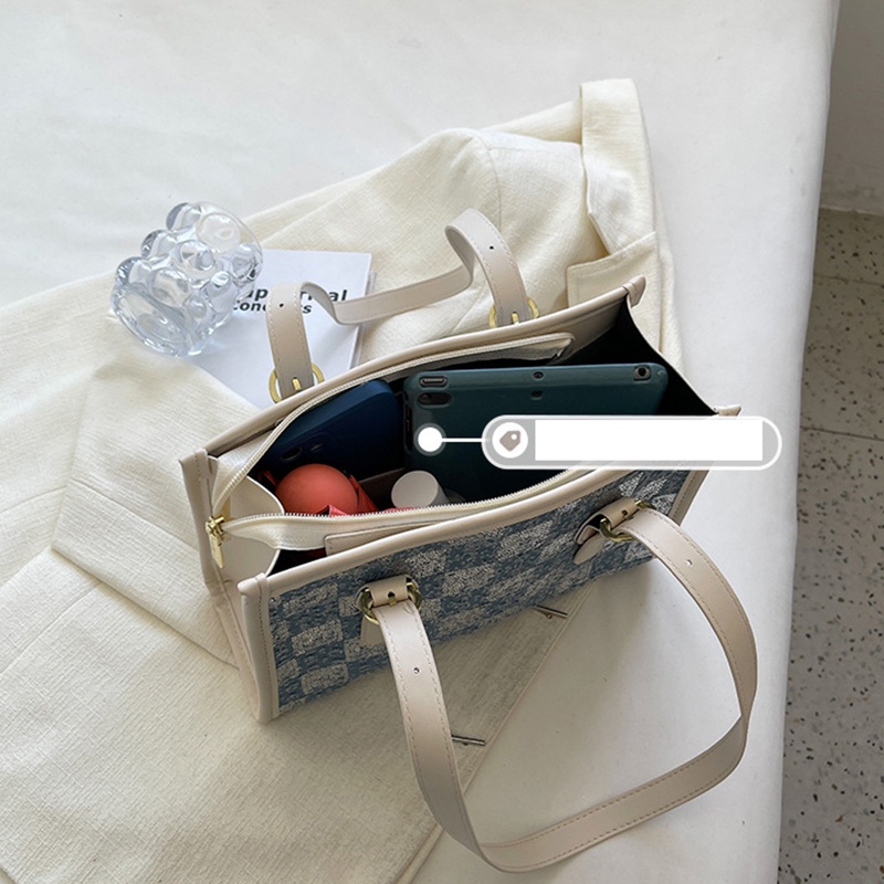 Túi Đeo Vai Bằng Vải canvas Hoa Văn Kẻ Ô Thời Trang Dành Cho Nữ