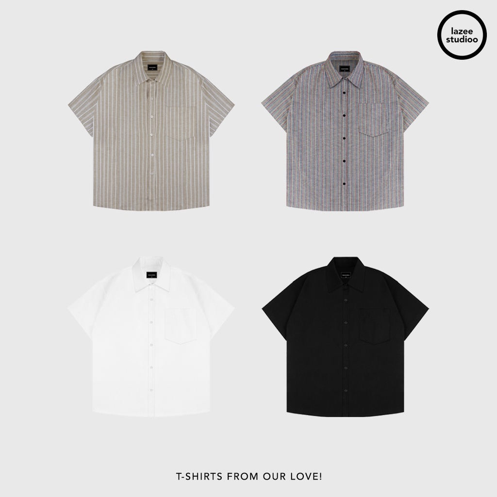 Áo Sơ Mi - LAZEE SHIRT | LAZEE STUDIOO | Sọc Vàng Đậm - Caro Xám Nhí - Trắng - Đen