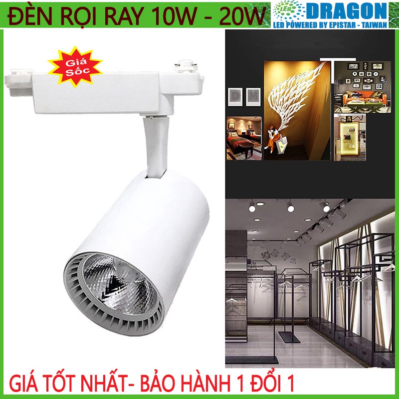 Đèn rọi ray COB cao cấp 10w - 20w, vỏ trắng vỏ đen, ánh sáng trắng hoặc vàng nắng