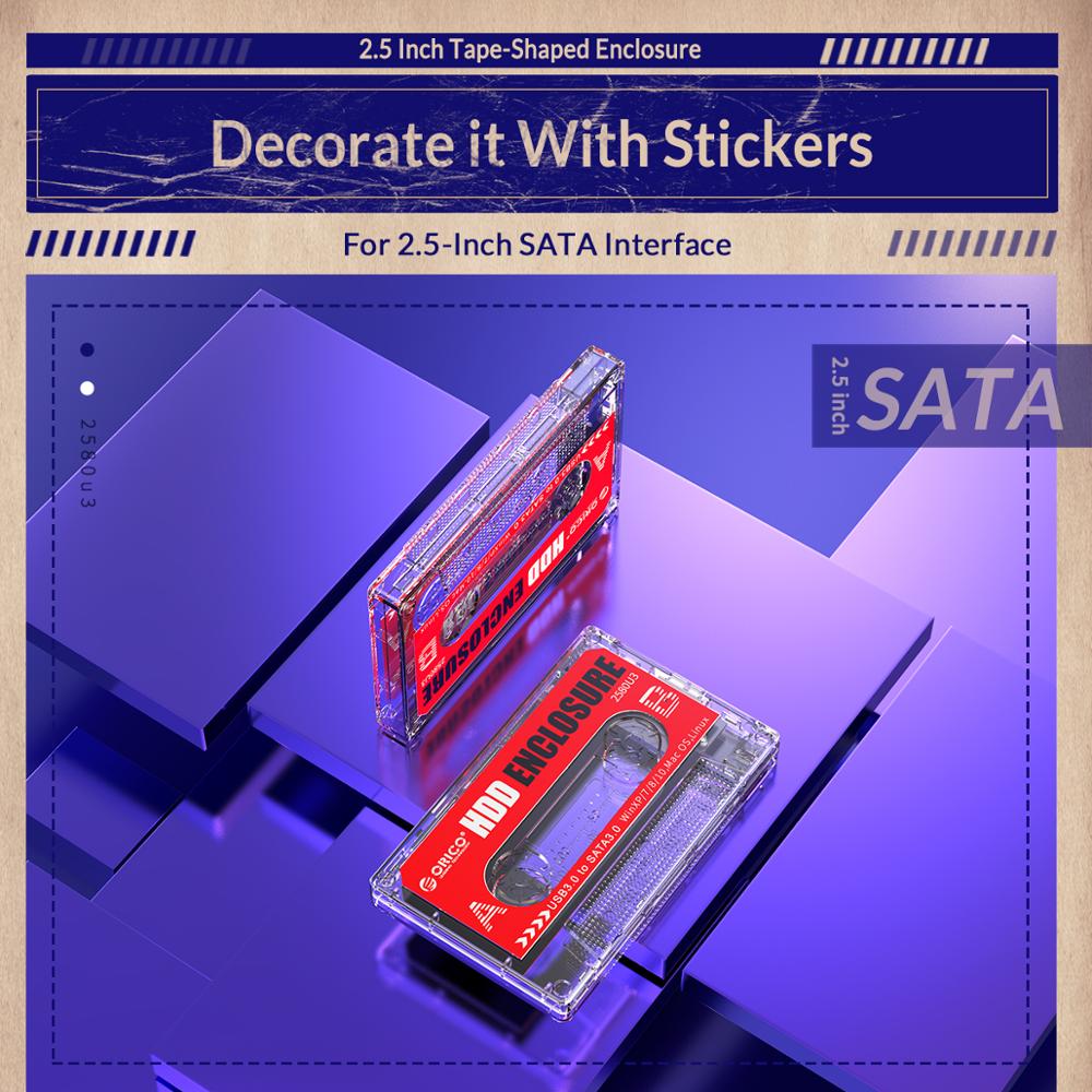 Hộp Ổ Cứng Ngoài Orico 2580U3 USB3.0 SATA3.0 5Gbps 4TB HDD Hỗ Trợ UASP Trong Suốt Sticker Kiểu Dáng Băng Cassette | BigBuy360 - bigbuy360.vn