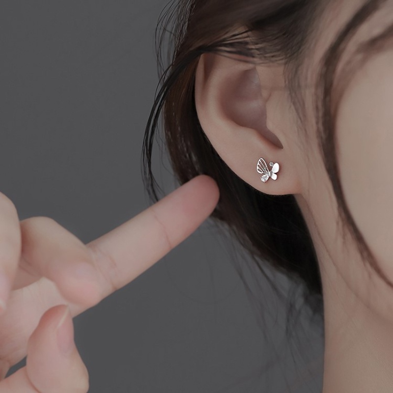 Bông tai bướm đá quý sang trọng phong cách hàn quốc thời trang bông tai nữ cao cấp đơn giản