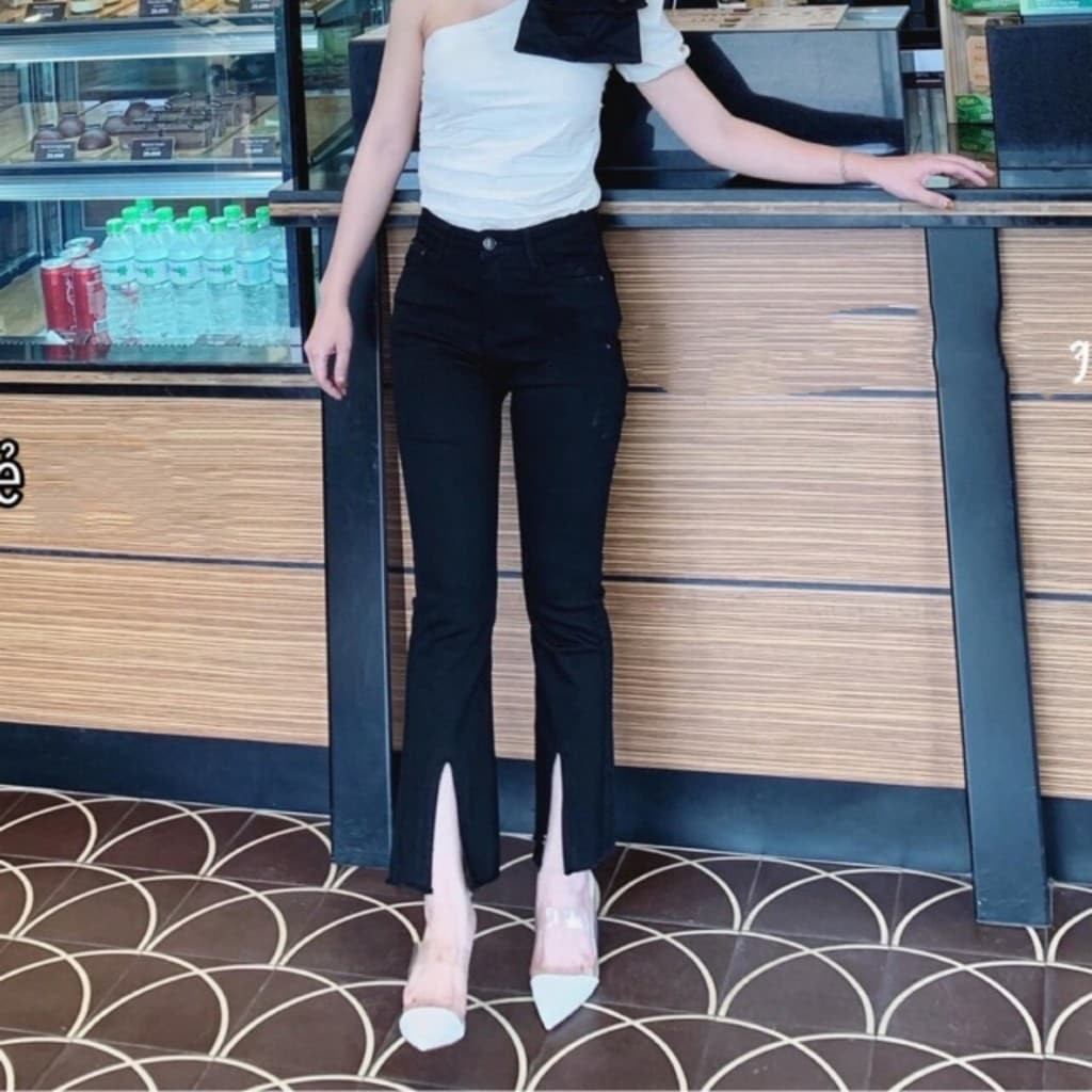 Quần Jeans Đen Ống Loe Ống xẻ | BigBuy360 - bigbuy360.vn