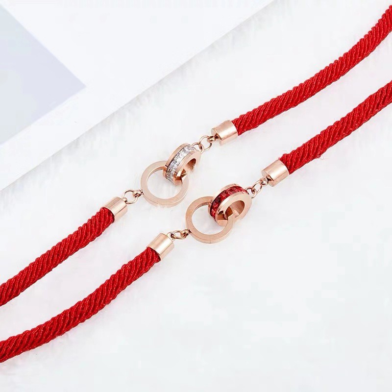 Vòng Tay Dây Đôi Bằng Thép Titan Mạ Vàng 18K Phong Cách Âu Mỹ Sang Trọng Cho Nữ