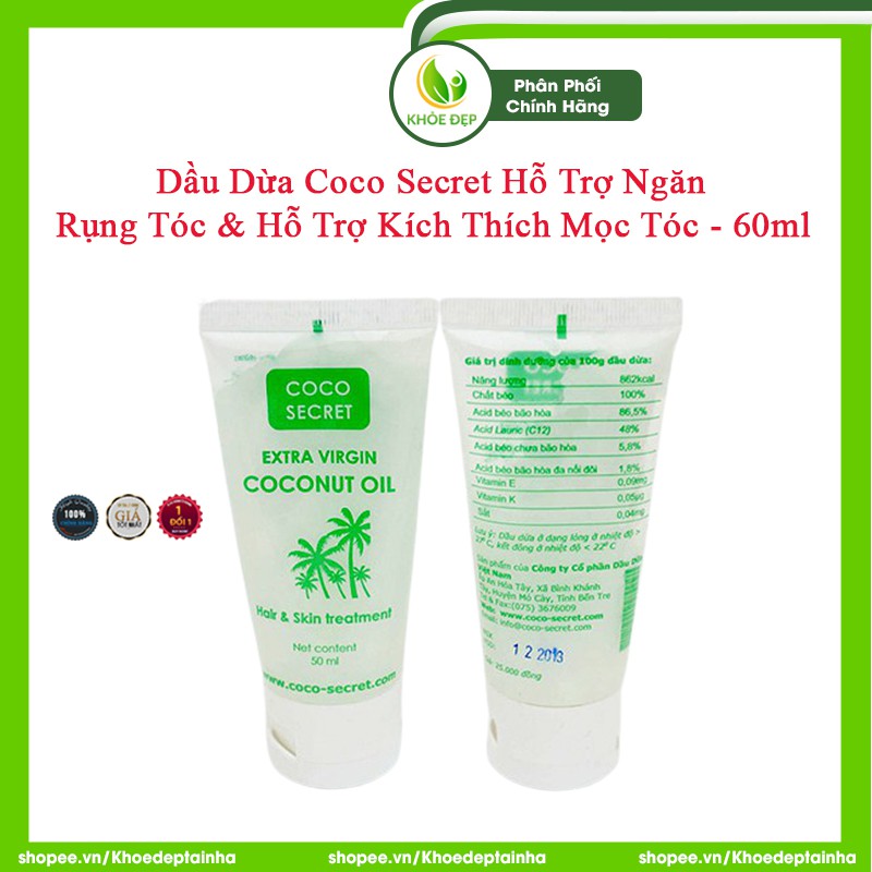 [ CHÍNH HÃNG ] Dầu Dừa Coco Secret Hỗ Trợ Ngăn Rụng Tóc & Hỗ Trợ Kích Thích Mọc Tóc - 60ml