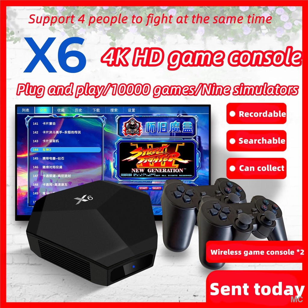 Tay Cầm Điều Khiển Chơi game X6 2.4G 4K HD video Không Dây Dành Cho ps1 / gba